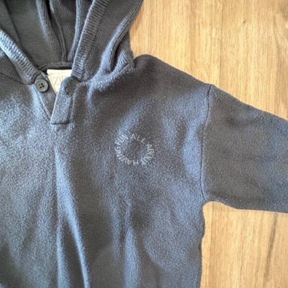 Zara- Dark Blue/Navy Hoodie Baby Boy- Size 9-12M - Picture 2 of 3